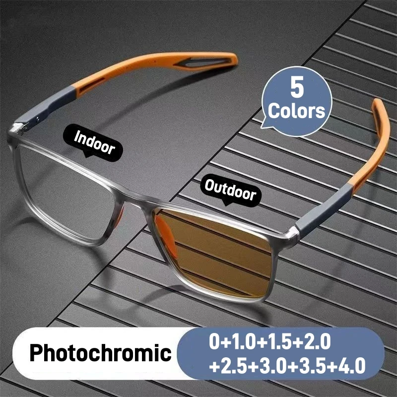 Retro TR90 Rahmen Photochrome Lesebrille Frauen Männer Trendy Presbyopie Brillen Vintage Verfärbung Sonnenbrille 0 + 1,0 + 4,0