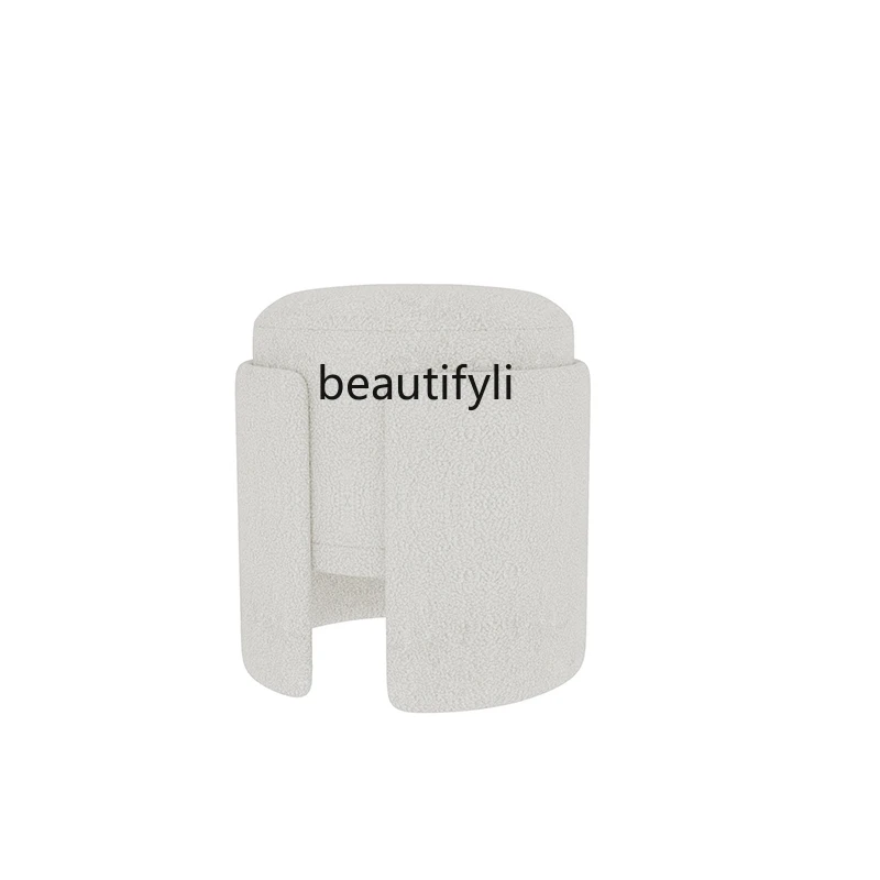 

Lambswool Makeup Stool Small Apartment Dressing Stool Bedroom and Household Dressing Table Stool Makeup round Stool