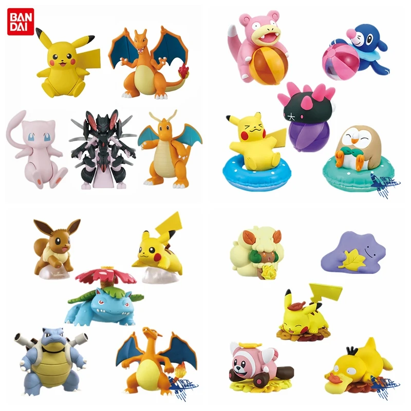 

Pokemon Anime Kawaii Action Figures 5pcs/set TAKARA TOMY Pikachu Charizard Eevee Mewtwo Popplio Venusaur Mini Resin Kids Toys