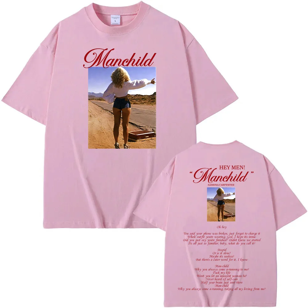 ミュージシャン sabrina carpenter manchild tee Sabrina Carpenter Manchild T Shirt Summer Cotton Women's T
