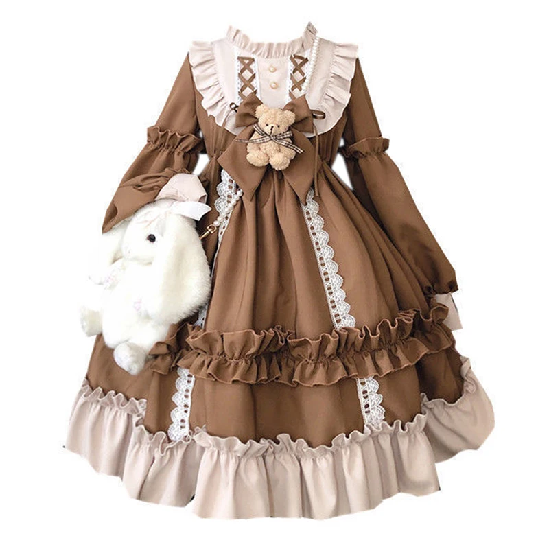 

Kawaii Lolita Dress for Women Lace Maid Costume Cosplay Soft Sisters Cute Sweet Dress Female Long Sleeve Party Clothes