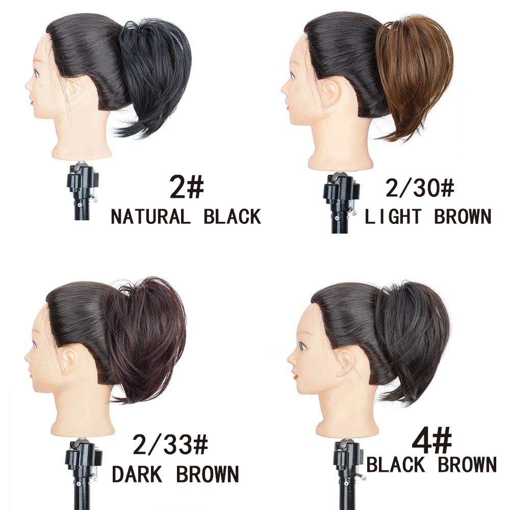 H&STAR 6Inch Synthetic Messy Bun Scrunchie Chignon With Elastic Hair Bands Donut Straight Ponytail Hair  For Women