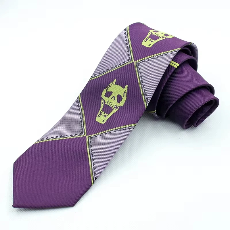 Anime JoJos Tie Kira Yoshikage Cosplay Necktie Unisex Skull Neck Heavens Door Cosplay Costume Prop Neck Tie Anime Necktie Cosplay Necktie Anime Tie