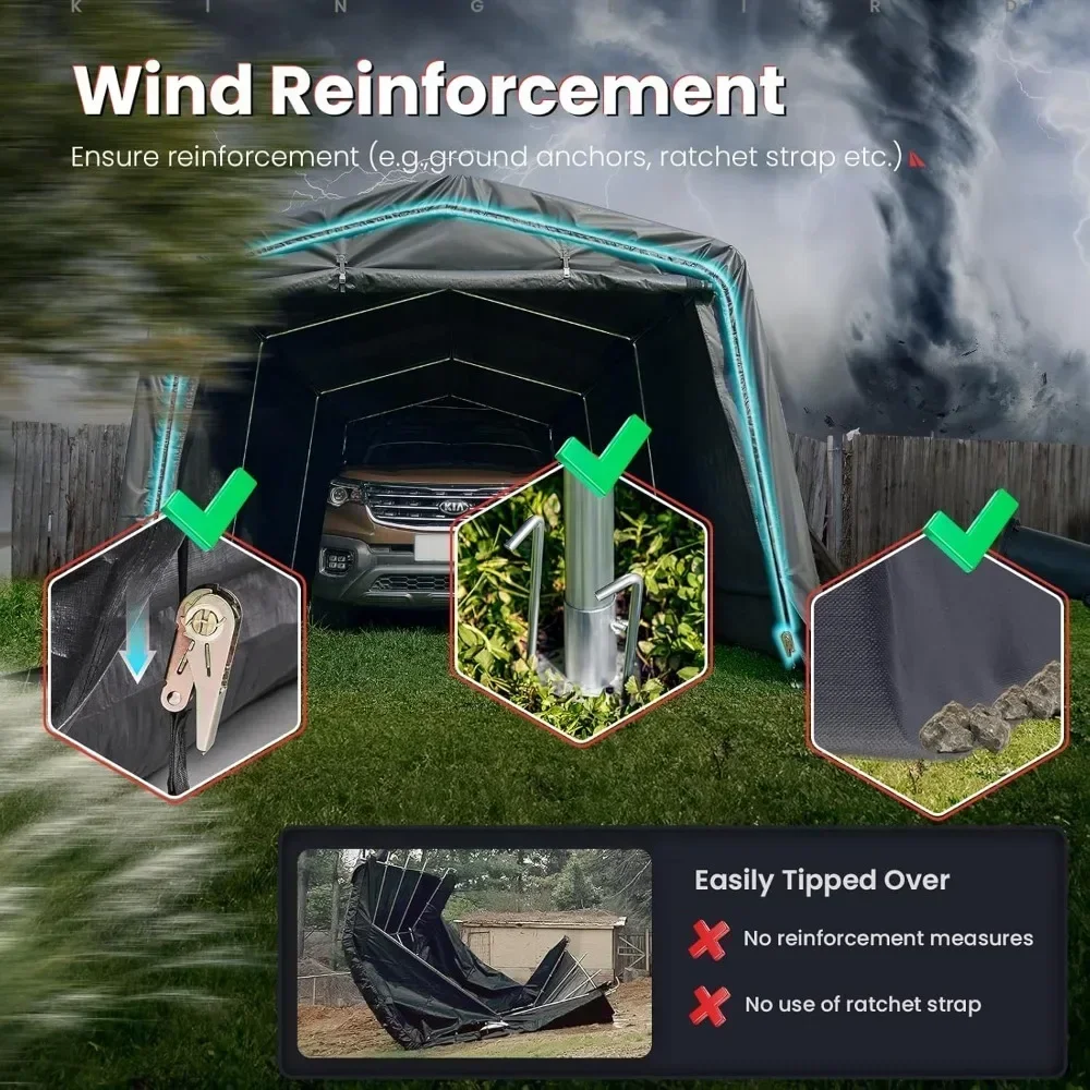 10' x 15' Heavy Duty Anti-Snow Carport Car Canopy Outdoor Instant Garage with Reinforced Ground Bars