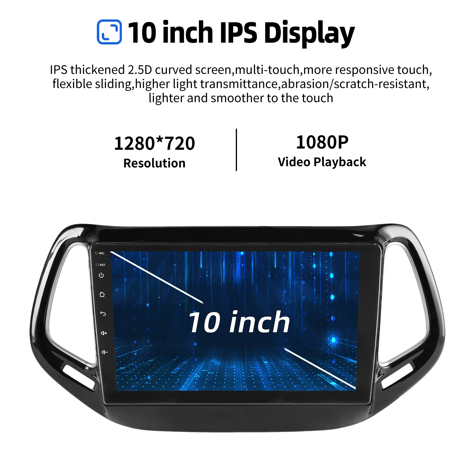 ESSGOO Android 15 10 Zoll IPS Touchscreen Für Jeep Compass 2016-2020 Wireless Carplay Android Auto GPS Navigation WIFI Lenkradfernbedienung Autoradio Bluetooth USB Spiegellink FM ASP-Sound Geteilter Bildschirm – Detail 5