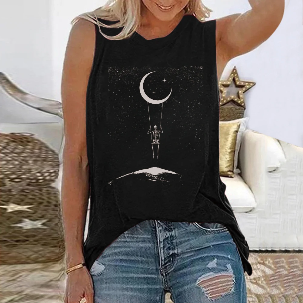  Tank Tops for Women Plus Size Loose Fit Graphic Print Crew Neck  Funny Cute T-Shirts Sleeveless Tee Tops Summer Tops : Sports & Outdoors