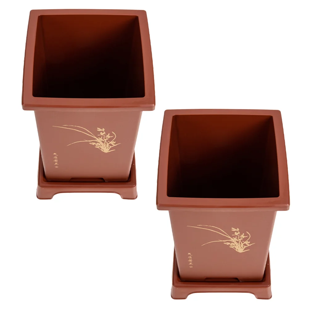 

2 Sets Orchid Pot Breathable Flower Pots Indoor Planter for Plants Resin Rounded