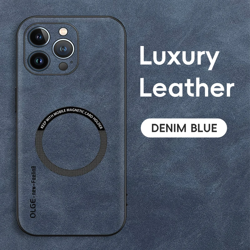 Magnetic Retro Leather Soft Phone Case with Wireless Charging Compatibility
