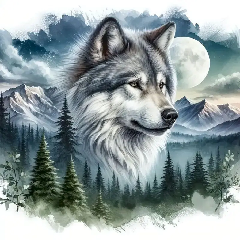 Diamond Painting 5D Animal Wolf Head Full Round Square for Home Wall Decoration