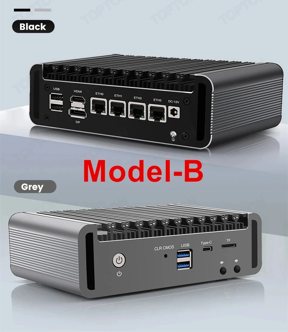 2024 New 11th Pentium N6005 N5105 2.5G Soft Router 4 Intel i226 Nics 2*NVMe 2*DDR4 Fanless Mini PC Firewall Appliance VPN Server 4