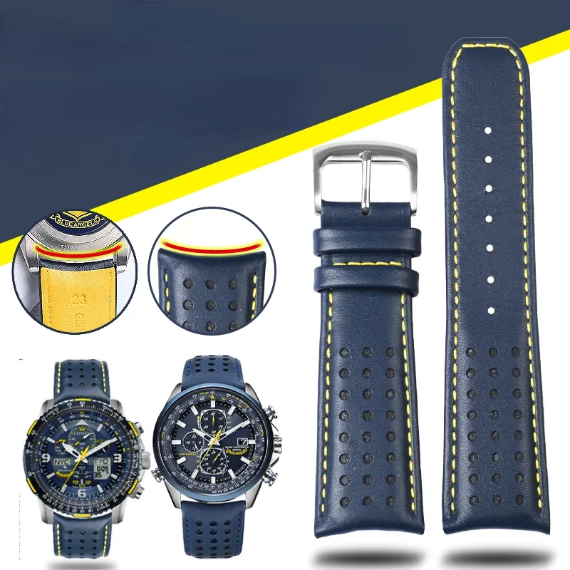 

Ремешок из натуральной кожи для часов Citizen мужской Air Eagle Blue Angel At8020 Jy8078, водонепроницаемый браслет для часов с защитой от пота 22 мм 23 мм