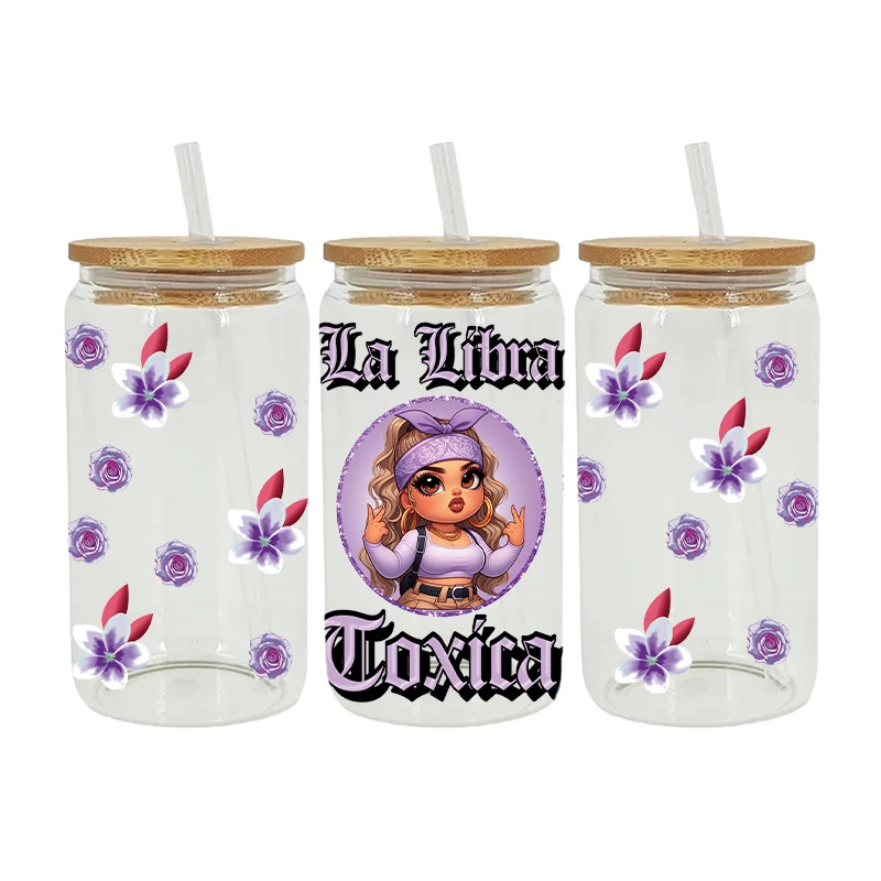 UV DTF Transfer Sticker Little Girl For The 16oz Libbey Glasses Wraps Bottles Cup Can DIY Waterproof Decals D18414