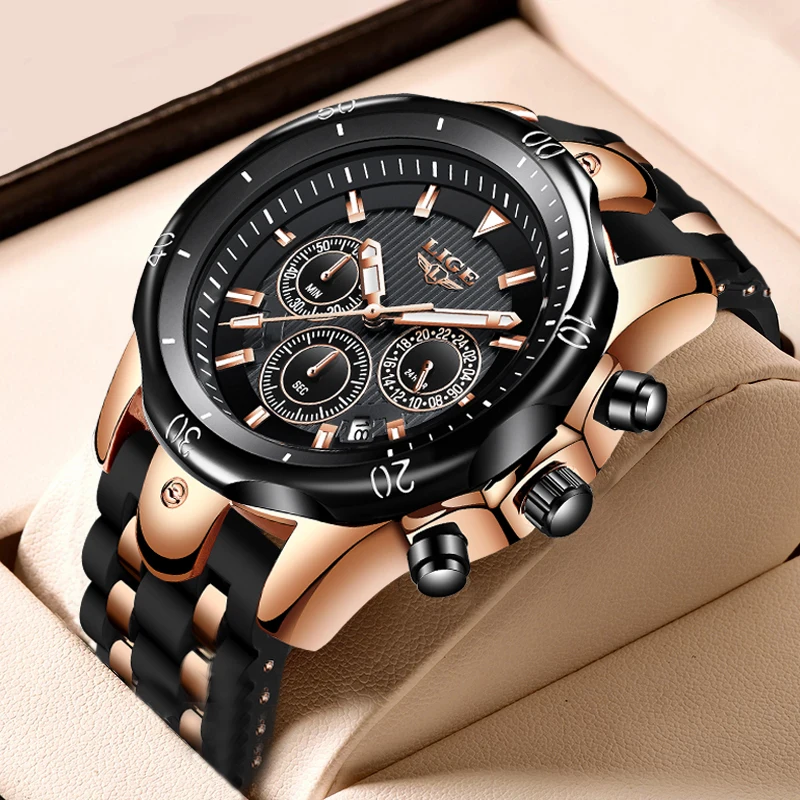 

LIGE Fashion Watch for Men Sports Mens Watches Waterproof Quartz Date Clock Military WristWatch Watch Men Relogio Masculino+Box