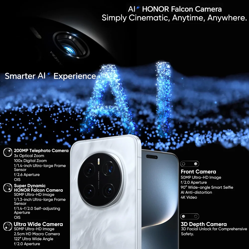 【World Premiere】Global Version HONOR Magic7 Pro 5G Smartphone Magic 7 Pro Snapdragon 8 Elite 120Hz OLED Screen 100W Fast Charge 3