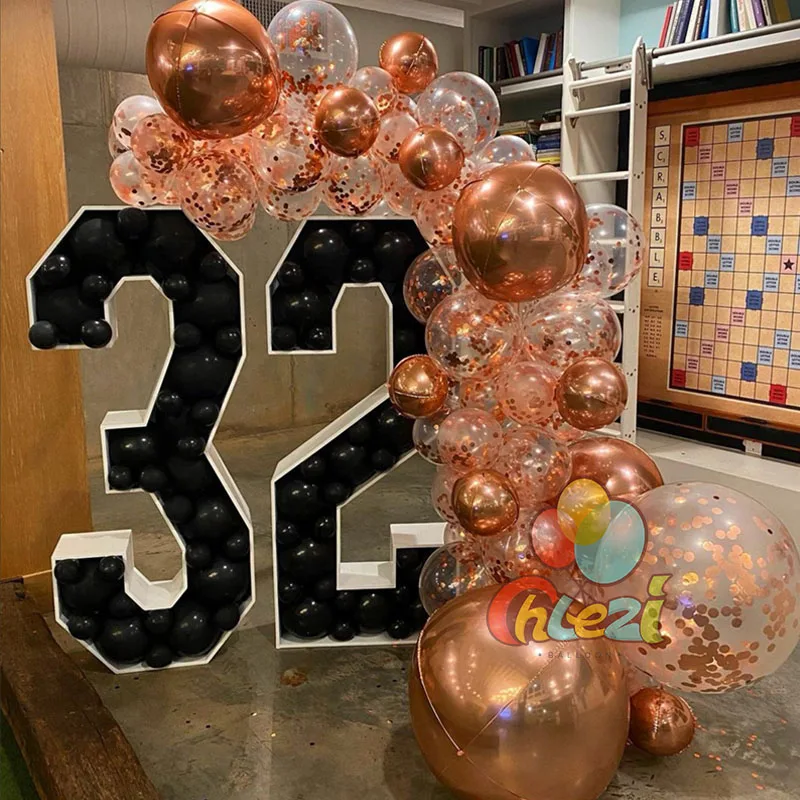 

50pcs Rose Gold Confetti Balloons Garland Arch Kit 4D Round Ballon Wedding Decorations Birthday Party Decor Baby Shower Globos