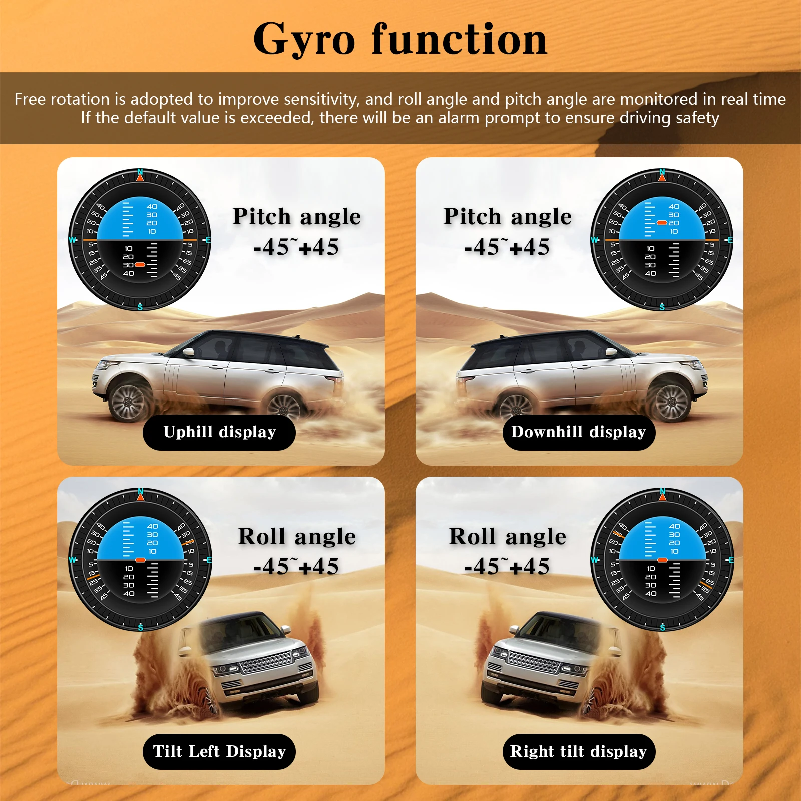 XS HUD 게이지 자동차 다기능 OBD+GPS 계기판 LED 스크린 속도계 터치 버튼 알람 기능 타입-C 연결