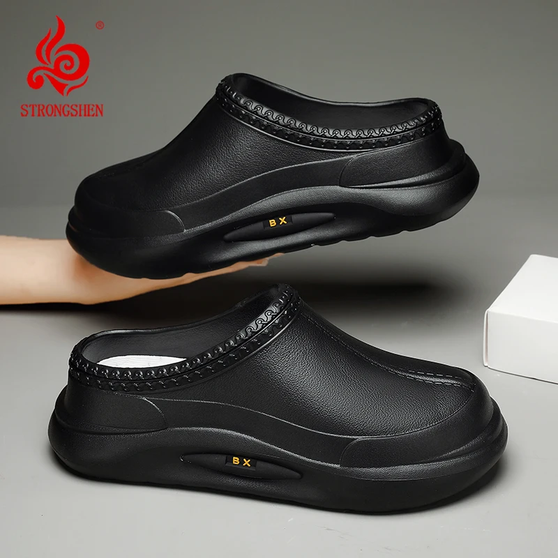 

STRONGSHEN Men Kitchen Shoes Chef Clogs Waterproof Doctor Shoe High Quality Warm Plush Garden Clogs Oil-Proof Non-slip Work Shoe