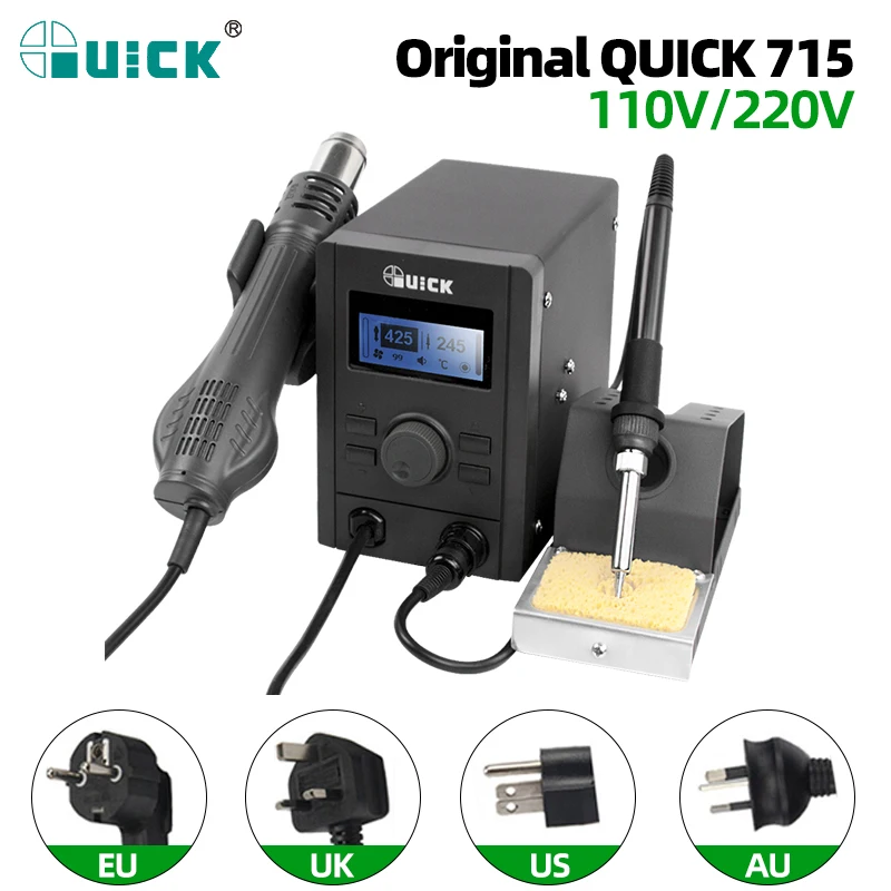 QUICK 715 Electric Heating Tools 2 in 1 Hot Air Gun and Soldering Iron Digital Display Soldering