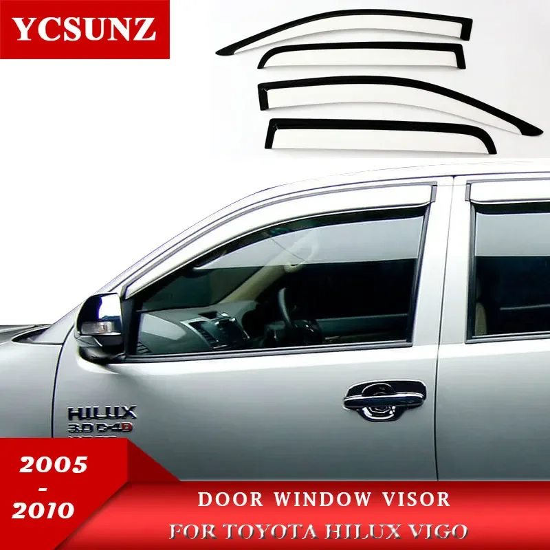 Side Window Deflectors For Toyota Hilux Vigo 2005 2006 2007 2008 2009 2010 2011 2012 2013 2014 Door Wind Guards Rain Visor