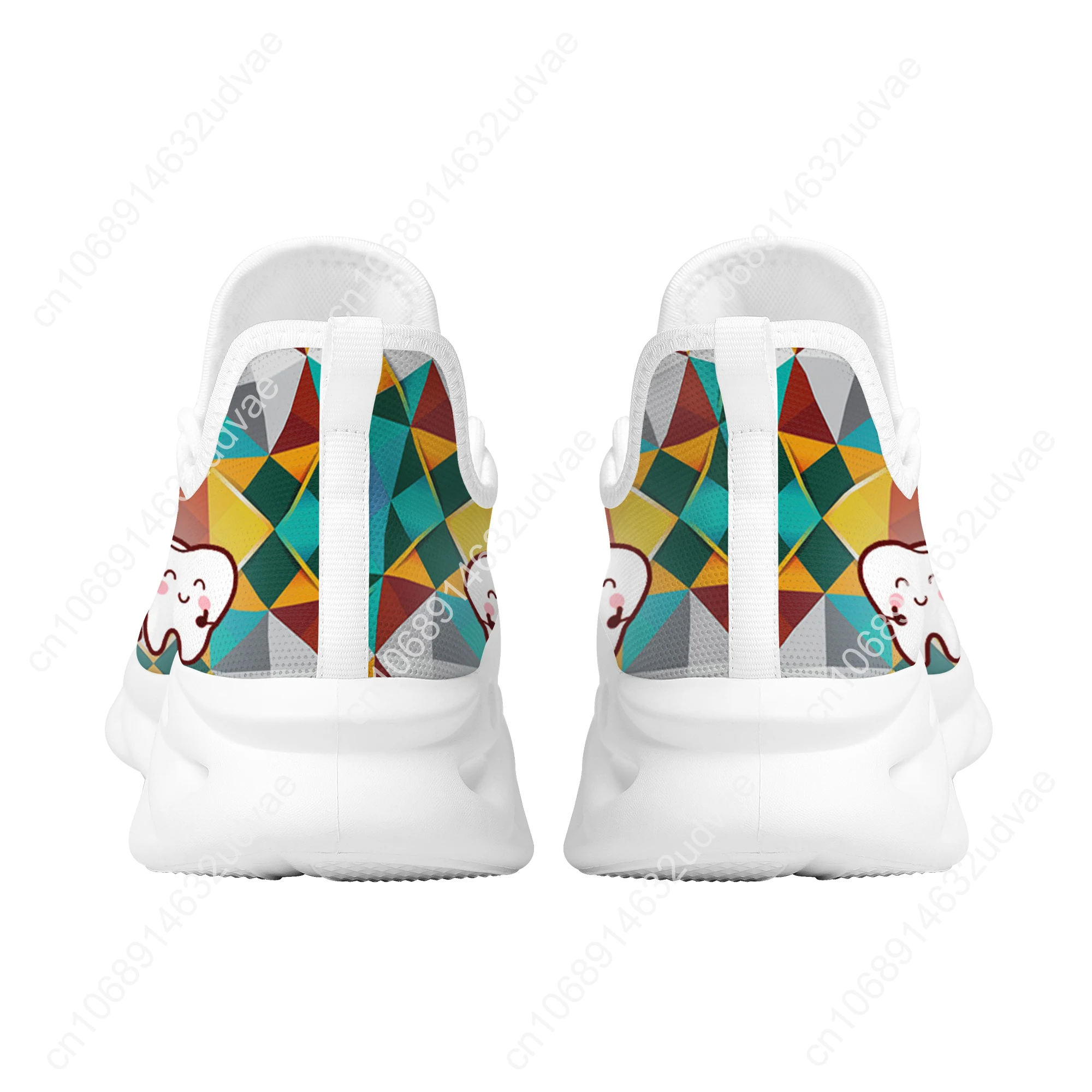 Women Flats Cartoon Lattice Tooth Pattern Casual Shoes Breathable Mesh Female Sneakers Zapatos Mujer 2022