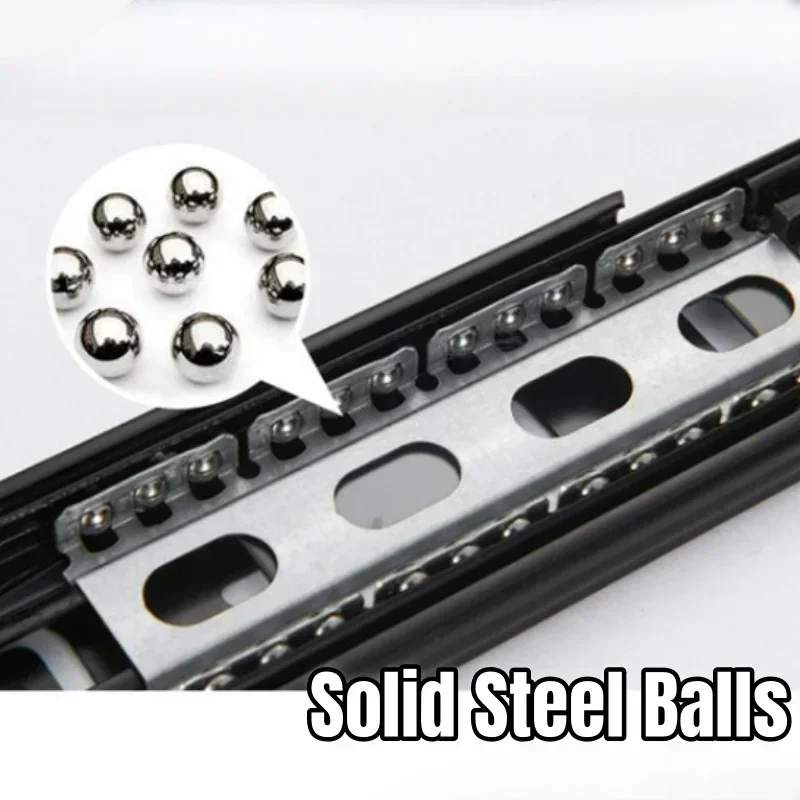 Drawer slides cold rolled steel hydraulic damping silent three-section wardrobe guide rail furniture hardware-drawer slides