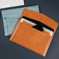A4 Leather Document Bag Storage Bag  Large Capacity Double-layer File Folder Business Official Briefcase 5