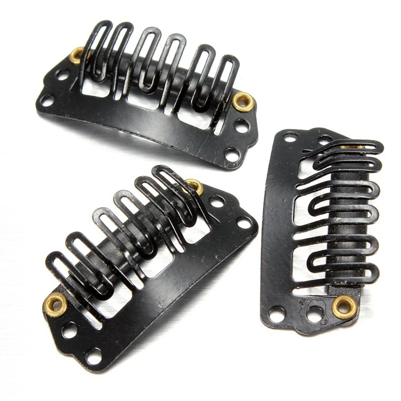 

120Pcs U-Shaped Clamp For Hair Extensions Wig Clips DIY Comb Black Frame