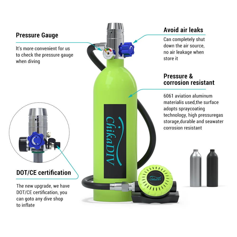 Chikadiv C400 Scuba Diving/Snorkel Tank Equipment Mini Scuba Diving Cylinder Bottle Snorkeling Set Oxygen Tank Dive Equipment diving snorkel swimmers snorkel swimming snorkel scuba diving buoy scuba diving mouthpiece scuba diving tank valve cover scuba diving hose