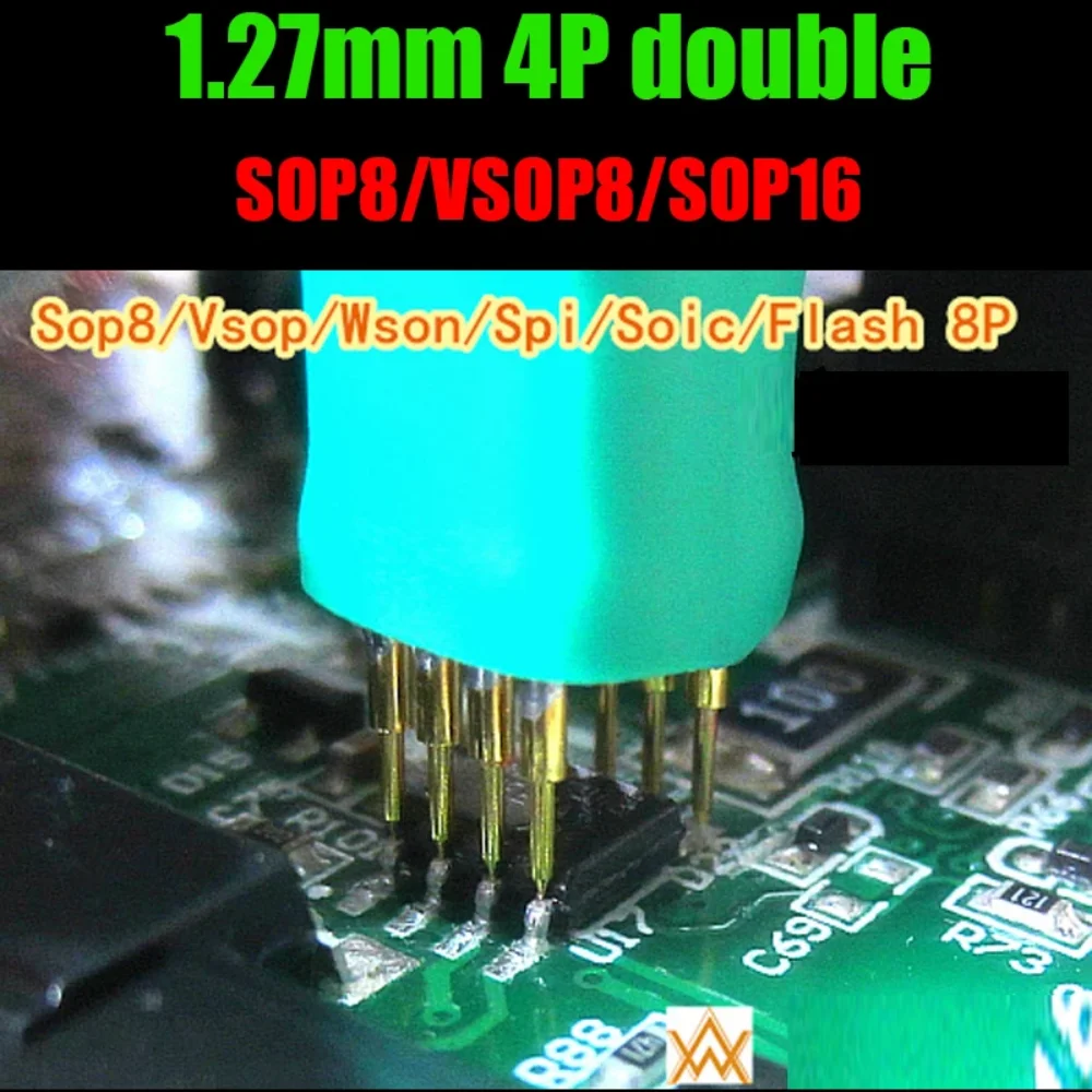 

1,27 мм SOP8 SOP16 SOP20 SPI игольчатый тестовый зонд для микросхем, штырьковый тестер для флэш-чтения данных, чтения программного обеспечения, трансферный программирование, загрузка