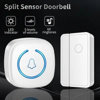Sensor magnético de porta e janela tipo dividido, sem fio, 60 músicas, proteção doméstica, segurança, alarme antirroubo, lembrete de volume