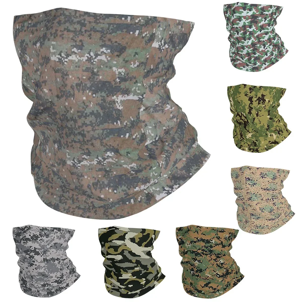 

Marpat Woodland Camouflage Bandana Neck Gaiter Printed Army Military Camo Magic Scarf Headwear Hiking Unisex Adult Washable