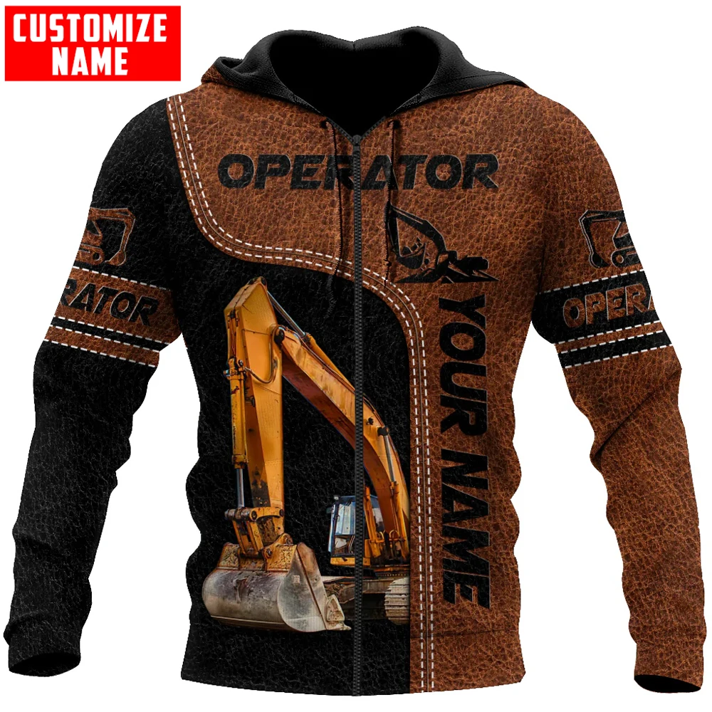 Personalized Name Excavator Operator 3D Printed Men Hoodie Unisex Hooded sweatshirt Streetwear Casual zipper hoodies DK507