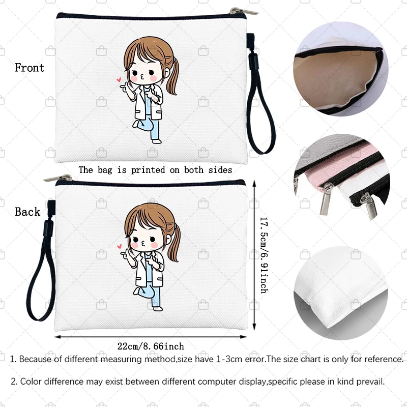 Cartoon Ladies Nurse Printed Cosmetic Bags Foldable High Capacity Women Makeup Bag Eco Reusable Storage Pouch Pencil Case 6