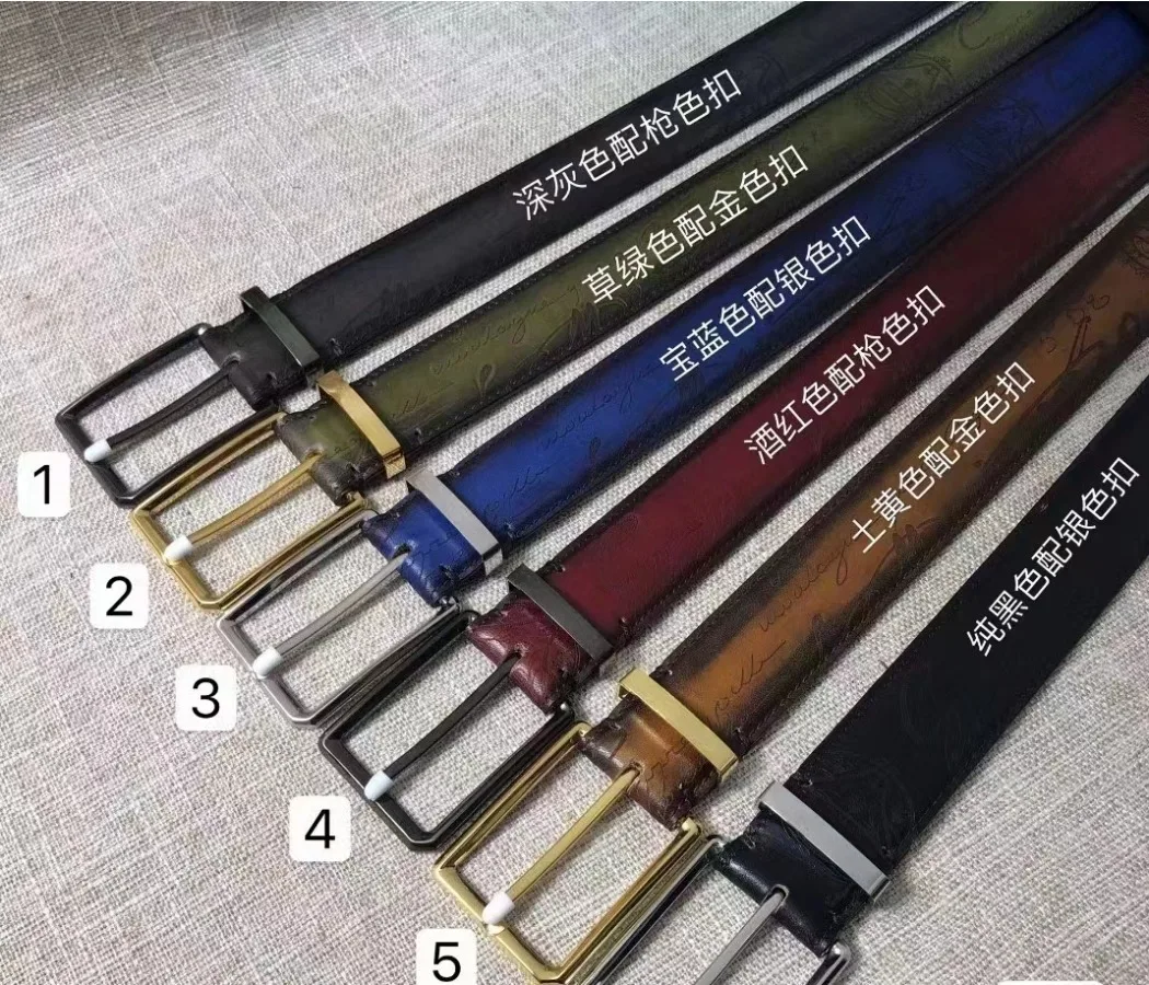남성용 고급 진짜 가죽 벨트, 비즈니스 스테인레스 스틸, 자동 버클, 고급 수제 레트로 마찰 색상