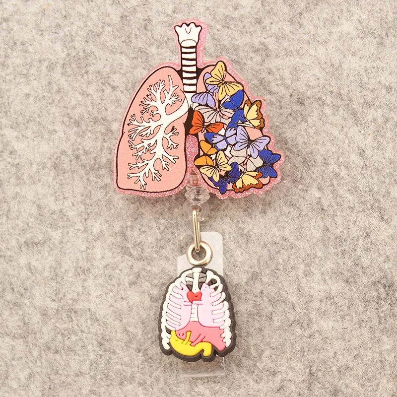 Flower Heart Lung Brain Style Medical Doctor Nurse Retractable Badge Reel Exhibition Enfermera Hospital Card Holder Accessories badge holder,retractable badge reel