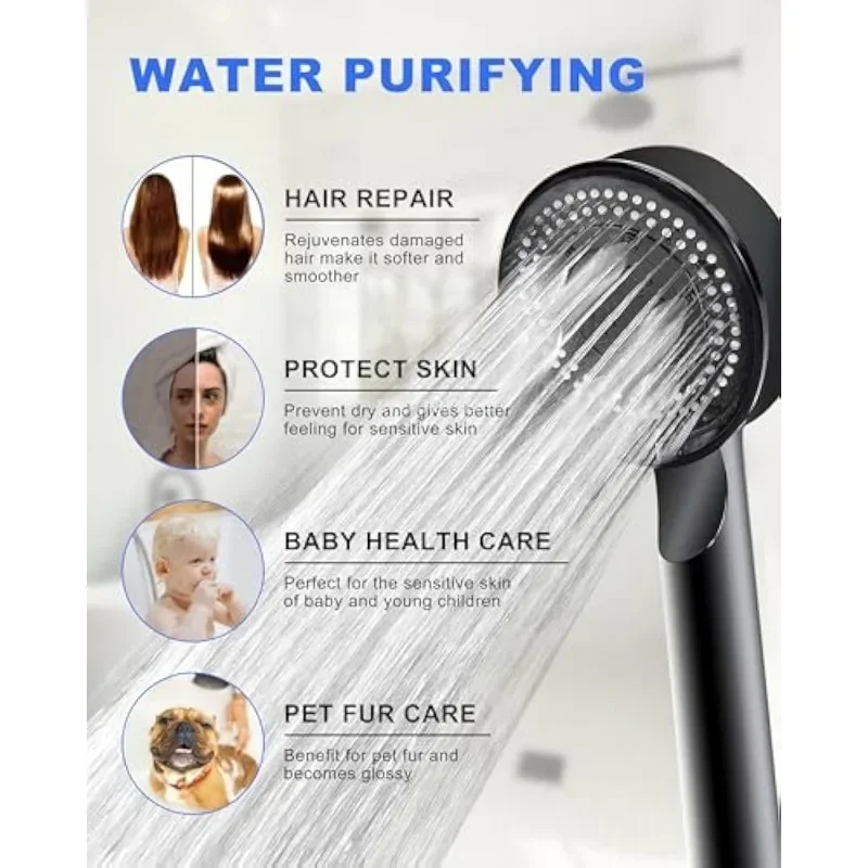 Bathroom Sink Faucet Head of A Shower High Pressure 5 Modes Adjustable with Hose Water Saving One-Key Stop Bathroom Accessories 5