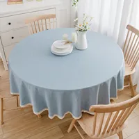Large Round Tablecloth Waterproof And Oil-Proof Solid Color Cotton And Linen Tablecloth 2