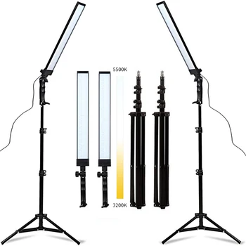 사진 스튜디오 LED 조명 키트, 조도 조절 가능 LED 비디오 조명, 휴대용 필 라이트, 라이트 스탠드 포함, 24W, 3200K-5500K 사진
