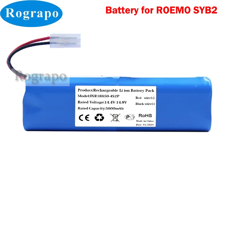 14,8 V 6000 mAh Li-ION accu, voor ROEMO SYB2, SYB2 Pro, vervanging voor