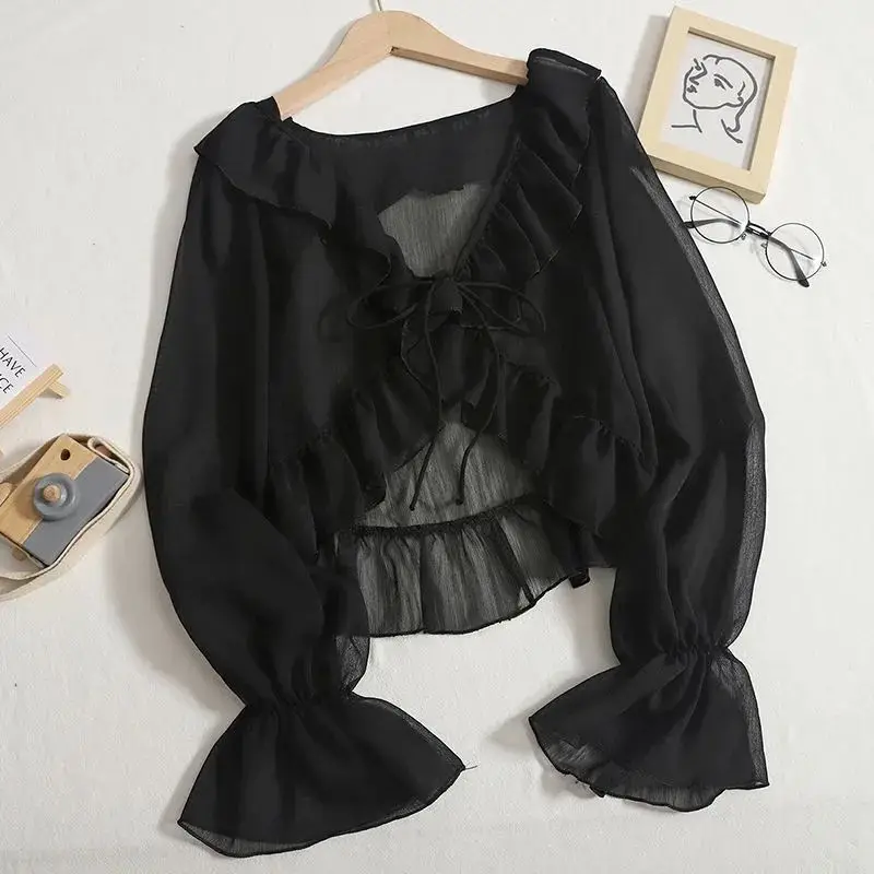 Super Fairy Sun Protection Clothing for Women Summer Lightweight Breathable Cardigan Coat Chiffon Shirt Sling Dress Small Shawl new fashion trend winter thousand bird checker women s scarf commuter cold protection neck protection imitation cashmere shawl