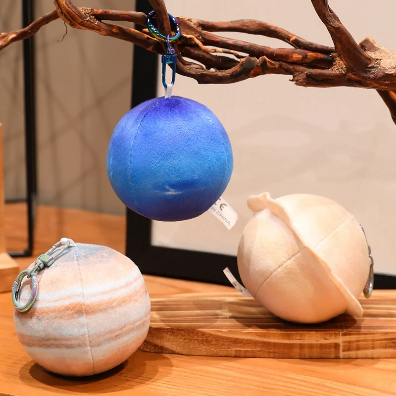 Lifelike Solar System Planet Earth Sun Mars Plush Keychain Stuffed Mercury Jupiter Saturn Uranus Neptune Educational Toy Pendan