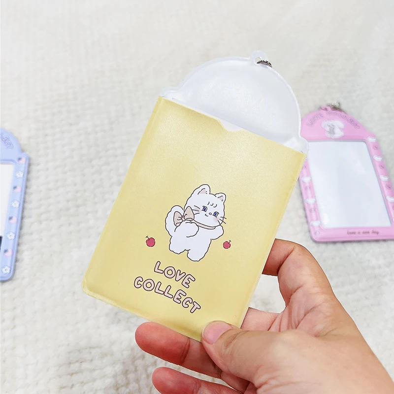 INS Photocard Holder With Keychain Idol Photo Protector ID Card Protective Case Girls Bus Card Sleeve School Stationery card holder,credit card holder,photo album,photo card holder,card protector,idol card protector,idol card book,desk card holder,postcard holder,photo card binder