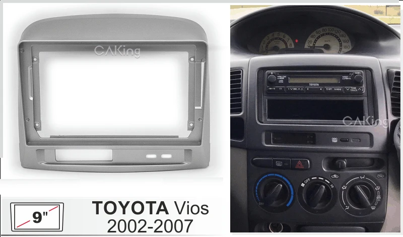 9 inch Car Fascia Radio Panel for TOYOTA VIOS 2002-2007 Facia Dash Kit Trim Adapter Bezel Install Cover 9inch Consol