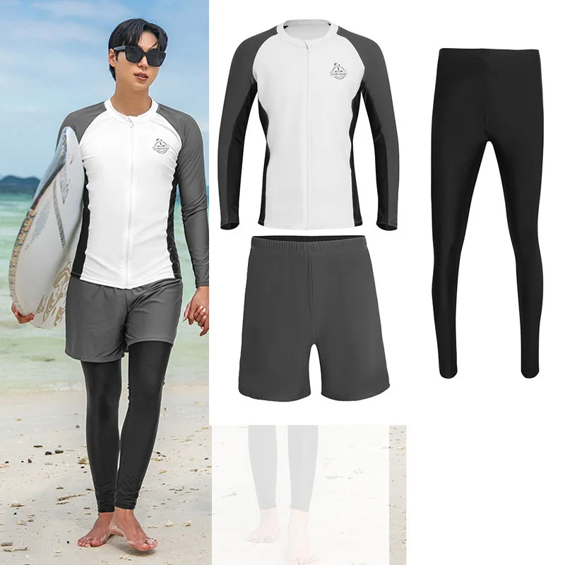 남녀공용 래쉬가드 전신 세트 수영복, 긴팔 자외선 차단, 스포츠 운동 잠수복, 목욕 세트 플러스 사이즈  Best5