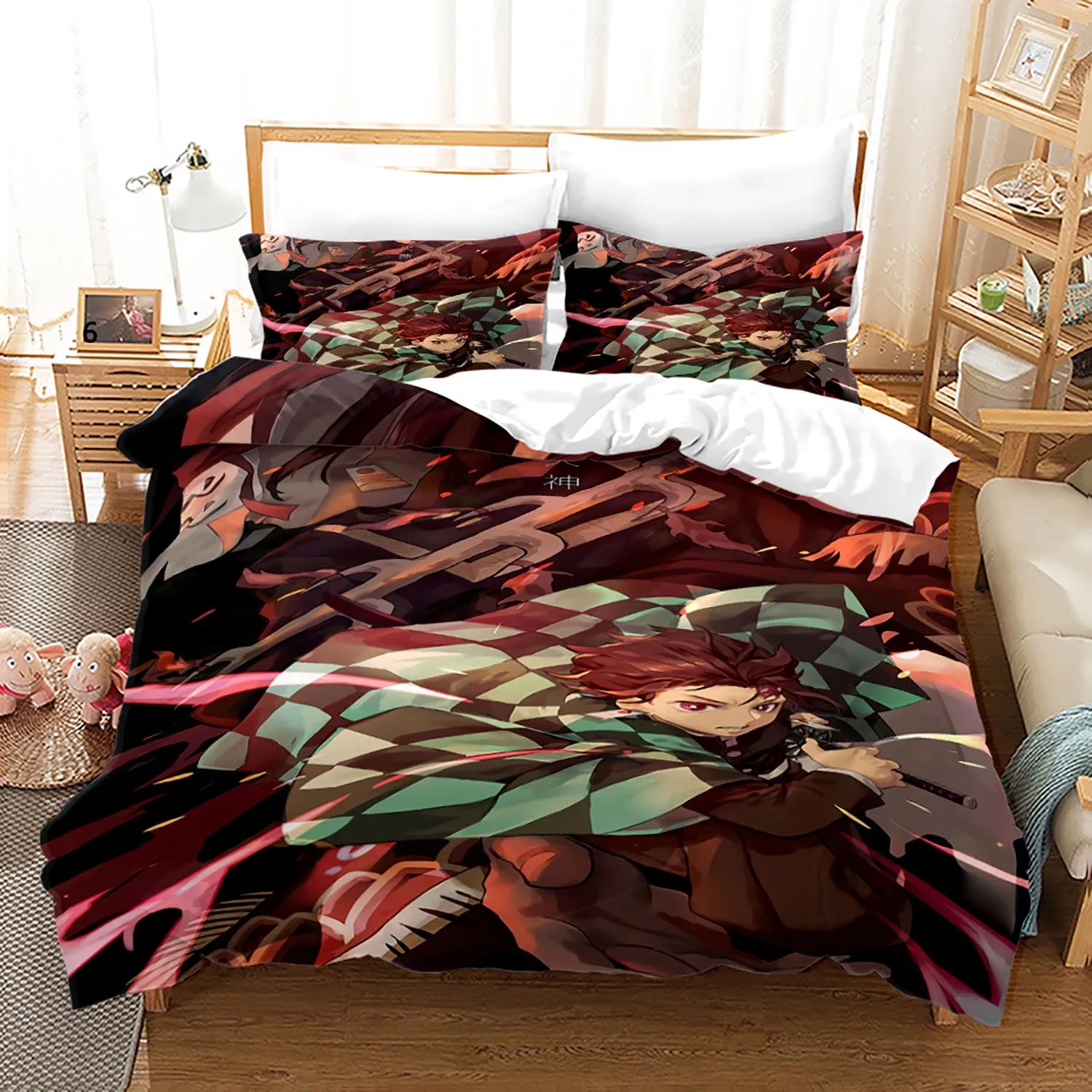 Bedding Sets hot Demon Slayer Bedding Set Single Twin Full Queen King Size Demon Slayer Bed Set Children Kid Bedroom Duvetcover Sets 3D Print 020 christmas bedding