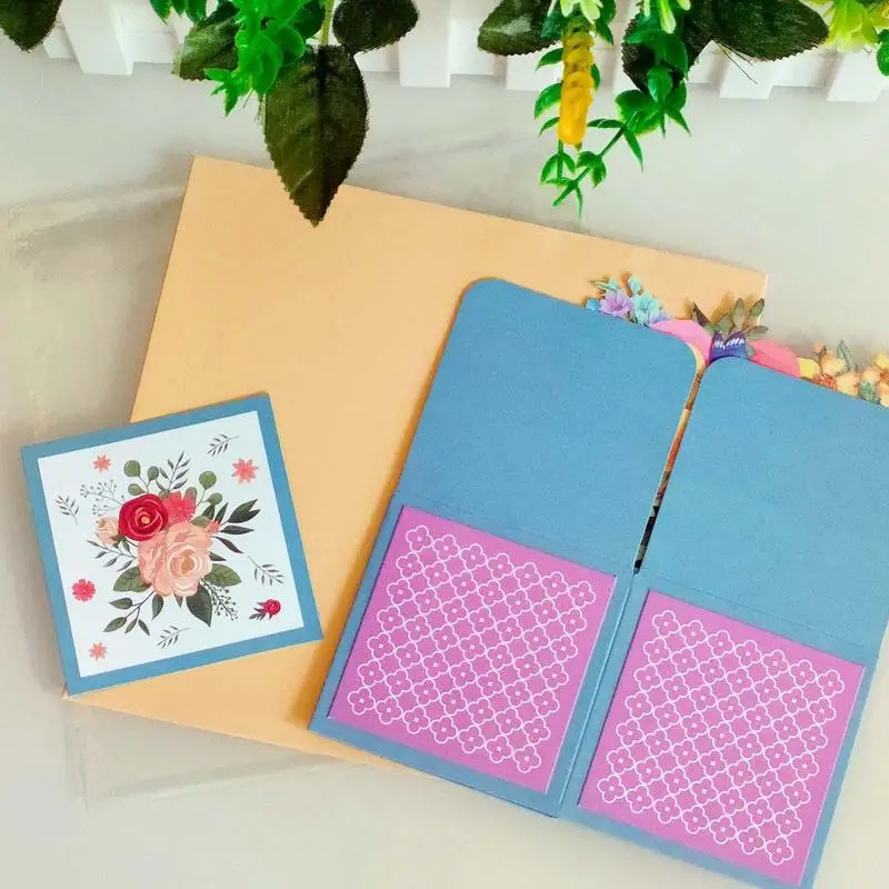 Greeting Cards Paper Pop Up Flowers Greeting Card Colored Rose 3D Pop-up Stereo Creative Mother's Day Cards Wedding Decoration Anniversary Gift