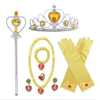 Princess Girls Anna Elsa Accessory Costume Photography Props Gloves Tiara Angle Fairy Wand Jewelry Set Fancy Dress Role Play 2