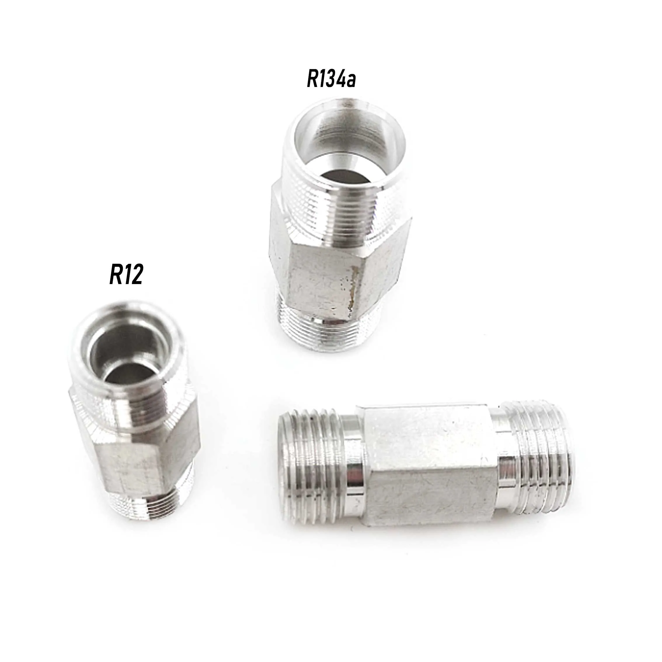 R134a R12 A/C Pipe Hose Connector Fixture Aluminum Kit Outside Screw Teeth Through Connector Joint Clamp