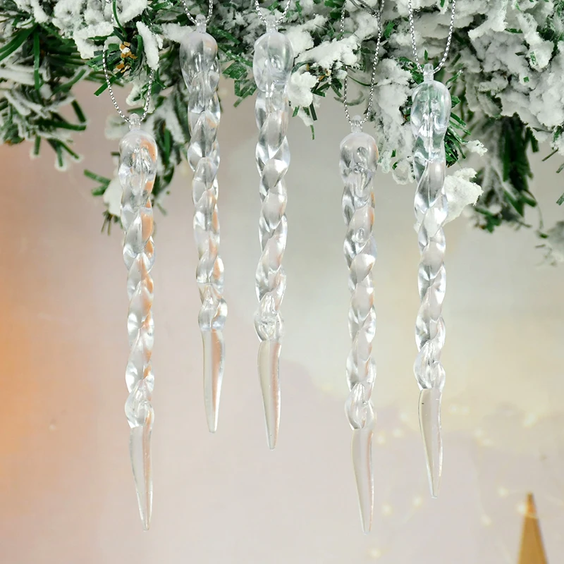510pcsChristmasSimulationIceXmasTreeHangingOrnamentFakeIcicleWinterPartyChristmas