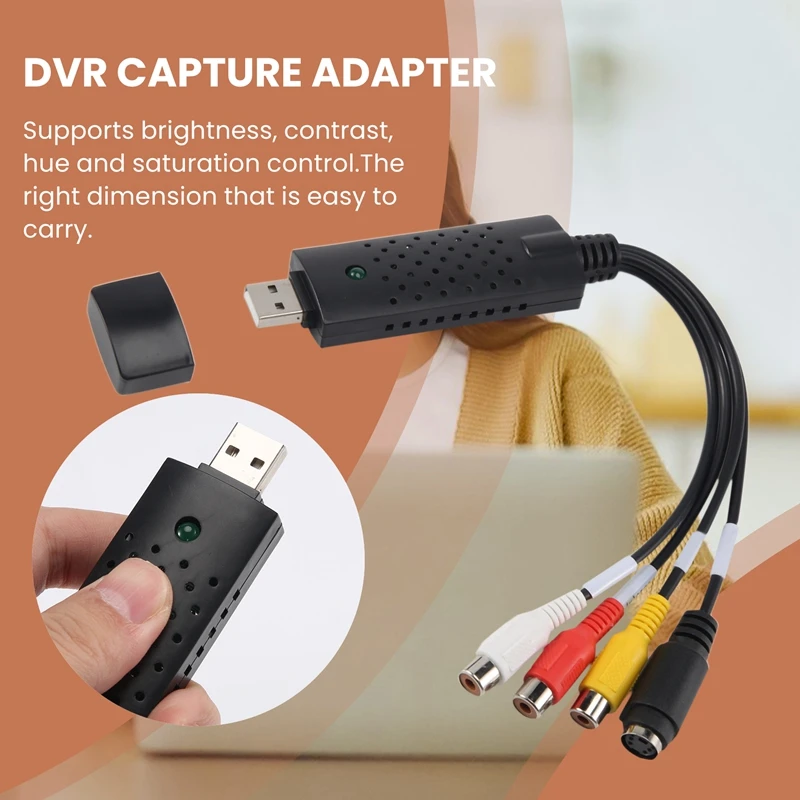 Easycap USB 2.0 Easy Cap Video TV DVD VHS DVR Capture Adapter Easier Cap USB Video Capture Device Support Win10 3